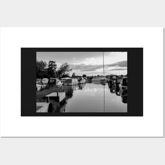 Boats moored in Thurne Dyke, Norfolk Wall Art by yackers1